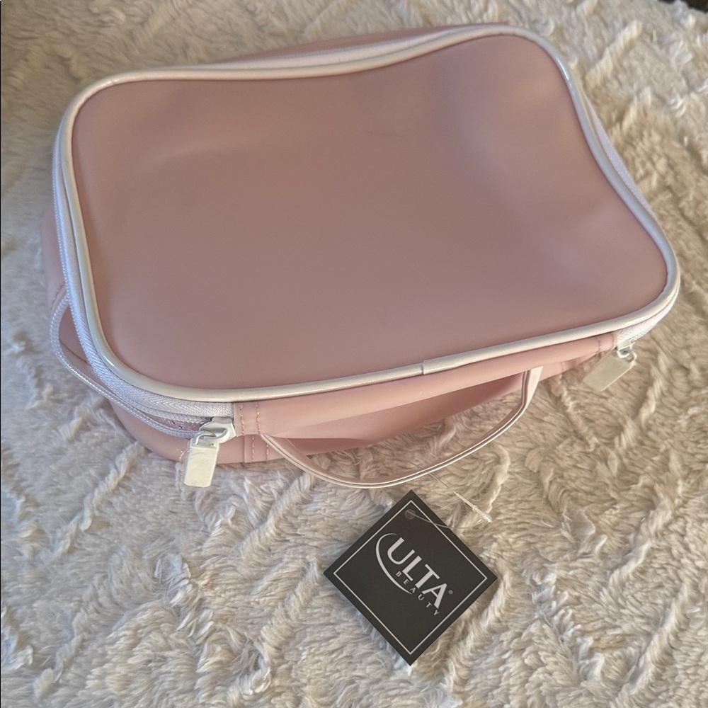 Pink Cosmetic Bag with White Trim